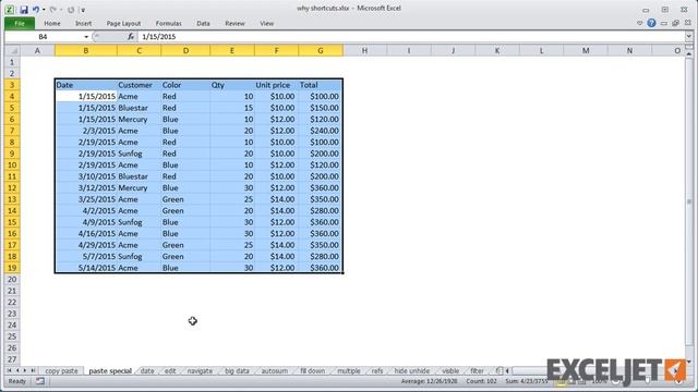 30+ Popular Excel shortcuts