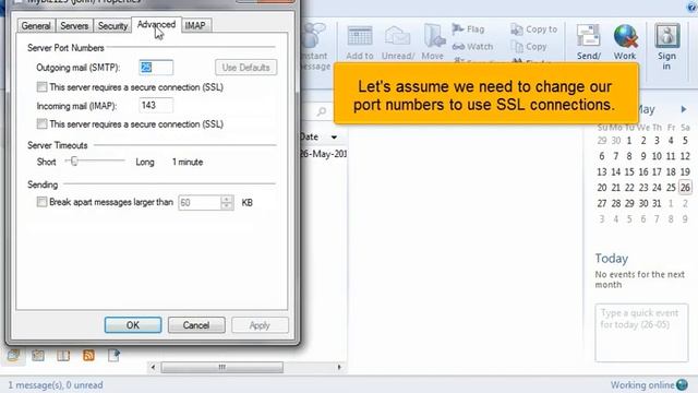 Configuring custom ports in Windows Live Mail?