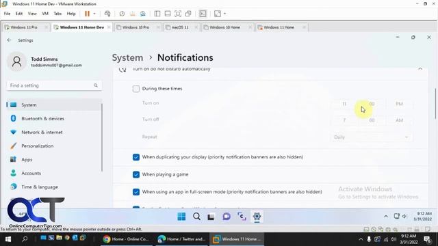 New Windows 11 Updated Notification and Focus Options