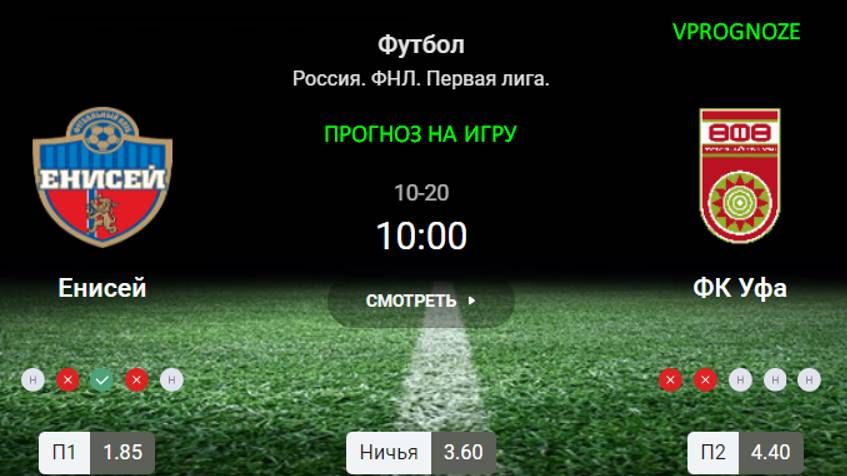 ❌ ❌ ❌Непростой прогноз. Енисей - Уфа прогноз на матч Россия. ФНЛ. 20 октября 2024