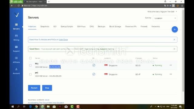 Vlogs 6 - Cài Đặt - Máy tính Ảo VPS -SSD 25GB-Ram 1GB - 5$/tháng