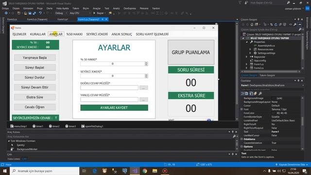 C# BİLGİ YARIŞMASI OYUNU YAPIMI (TRACKBAR TASARIM VE KULLANIM)