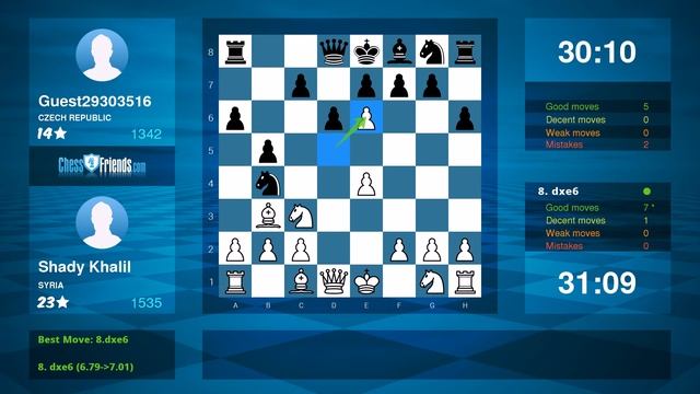 Chess Game Analysis: Shady Khalil - Guest29303516 : 1-0 (By ChessFriends.com)