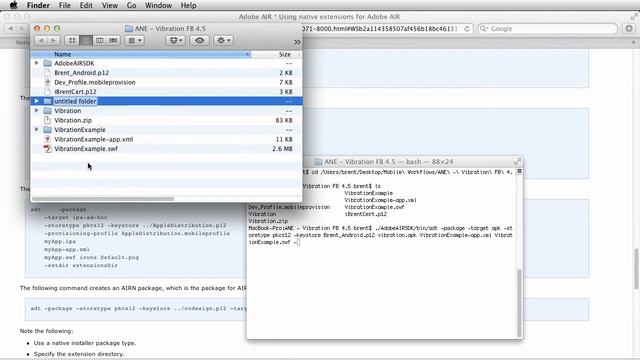 AIR 3.0 - Compile an ANE app using the command line on Mac