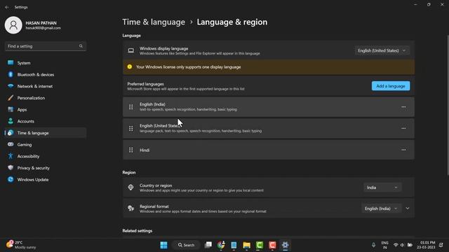 How to Change Language, Region, Time and Date in Windows 11 Hindi