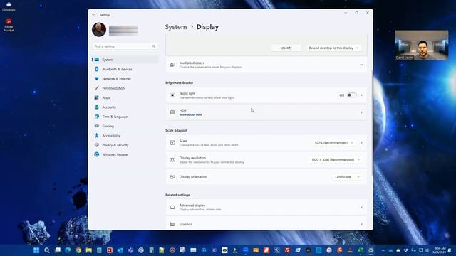 Windows Settings App: System - Display