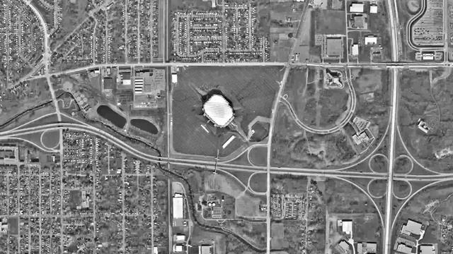 Pontiac Silverdome Aerial Timelapse