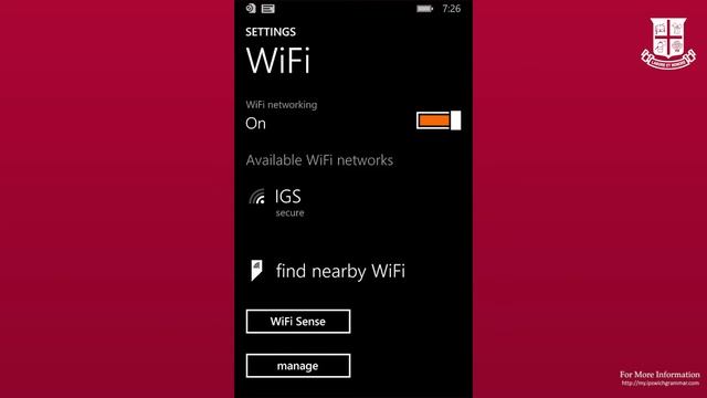 Connecting Windows Phone To IGS WiFi