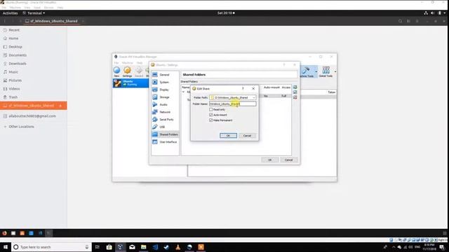 Share folders between Windows And Ubuntu in Virtual Box