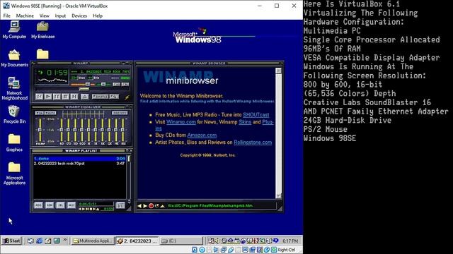 More WinAMP on Windows 98 (VBox)