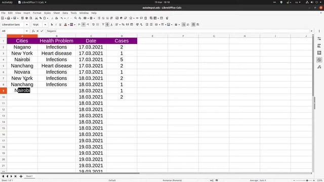 Higher working speed with Autoinput - LibreOffice Calc
