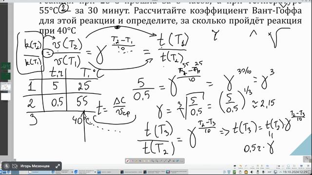 Общая и неорганическая химия. Занятие 6 (19.10.2024). Температурная зависимость скорости