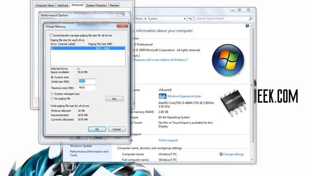 Change Paging File in Windows 7