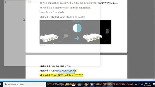 Fix ERR_NETWORK_CHANGED error in Google Chrome on Windows 10