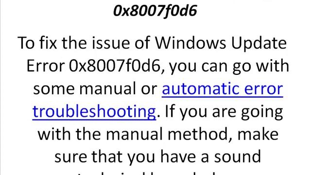 Fix Windows Update Error 0x8007f0d6