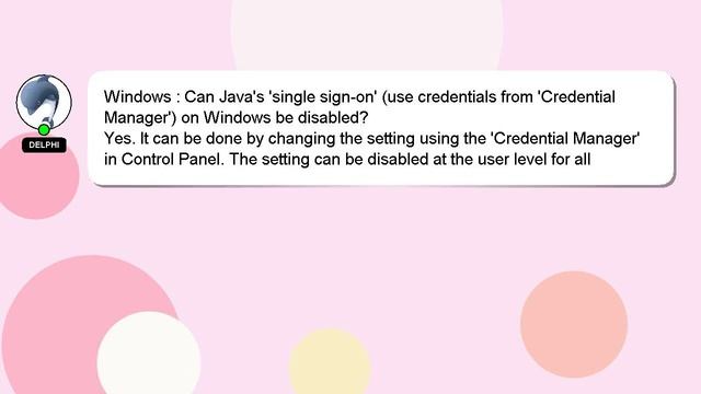 Windows : Can Java's 'single sign-on' (use credentials from 'Credential Manager') on Windows be dis