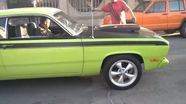 plymouth duster green 1972 burnout 2