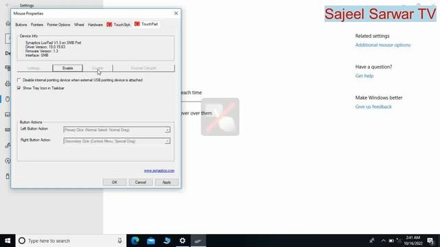 how to enable or disable mouse touch pad/laptop touchpad not working
