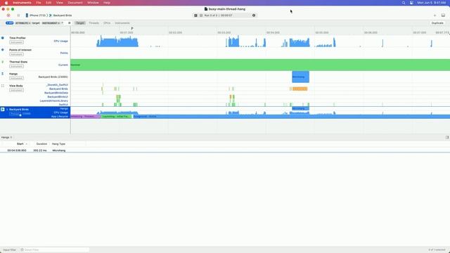 Analyze hangs with Instruments. WWDC2023-10248