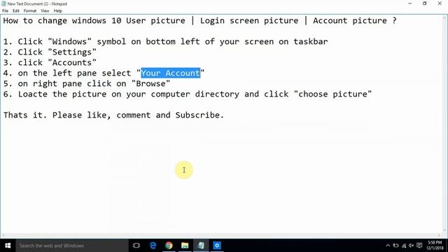 How to change windows 10 Logon screen picture  | Account picture | User picture ?