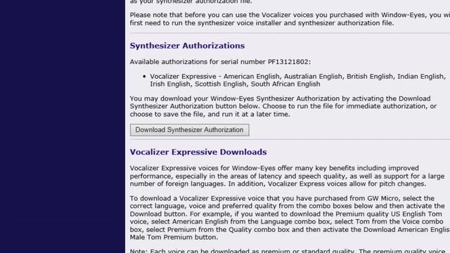Getting Additional Voices for Window-Eyes (Part 4)