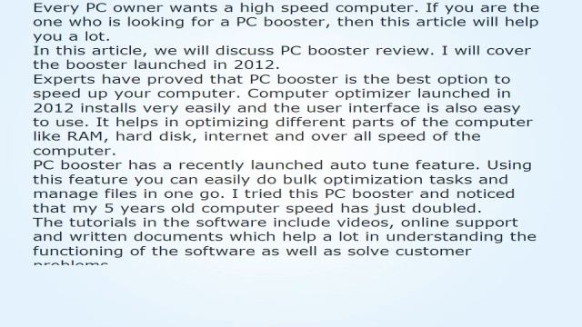 PC Booster - Does This Personal Computer Optimiser Speed Up Your Personal Computer