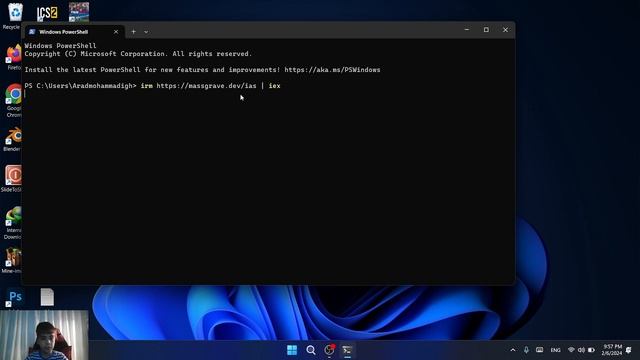 کد : irm https://massgrave.dev/ias | iex فقط در windows powershell