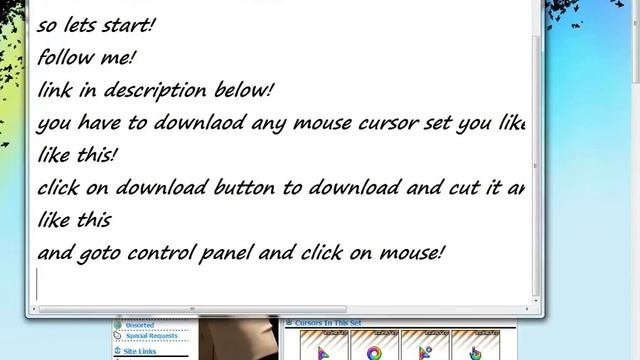 how to change anything in mouse cursors set in window 7