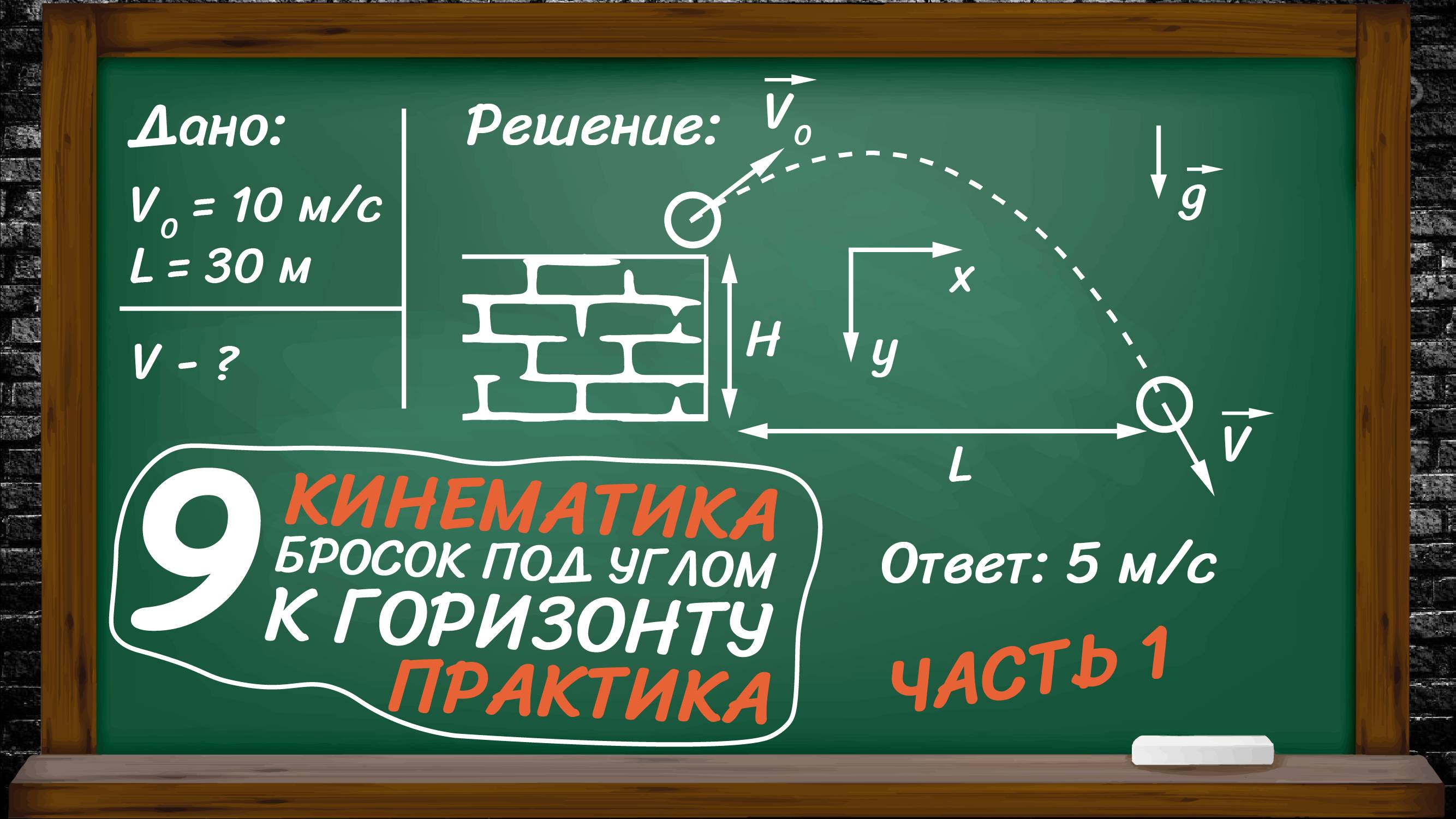 9| Кинематика. Движение тела, брошенного под углом к горизонту (крафтовая задача). Физика ЕГЭ и ОГЭ