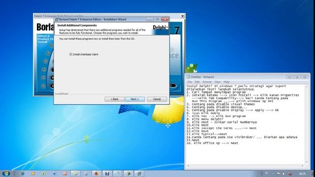 cara menginstall program delphi 7 suport di windows 7, 8, 10 serial 2