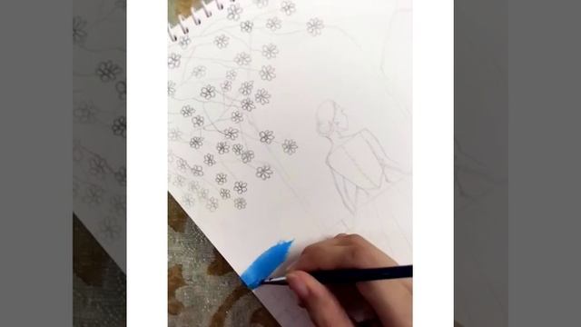 How to draw a beautiful girl on a Window | A girl standing on a window poster color painting