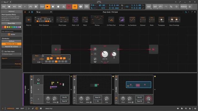 Bitwig Grid:  Voice Stacks on Reverbs & Resonators