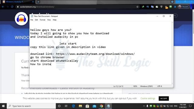 how to download and install audacity for windows 10 2021 By The Skill Logic.