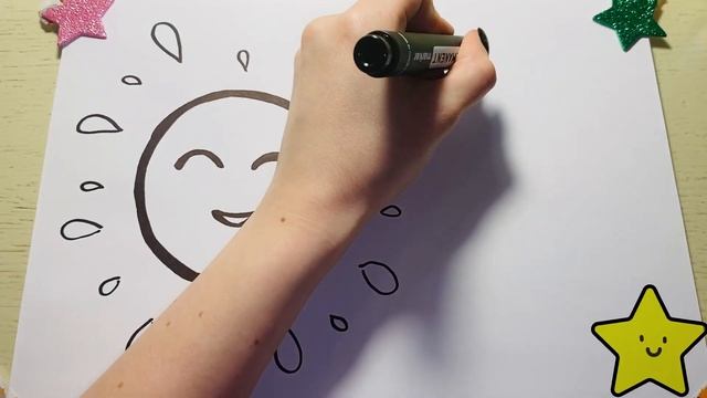 Drawing sun for kids / how to draw moon / how to draw sun and moon / Bolalar uchun quyosh chizish