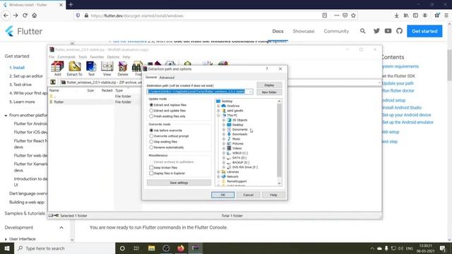 2. Installing Flutter 2 on windows