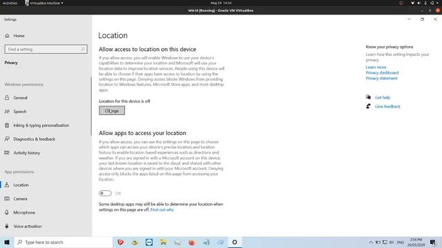 Location Access Turn off Windows 10