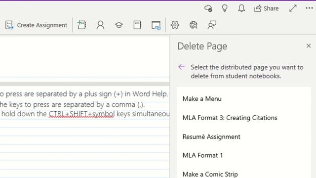 How to delete a distributed OneNote Page