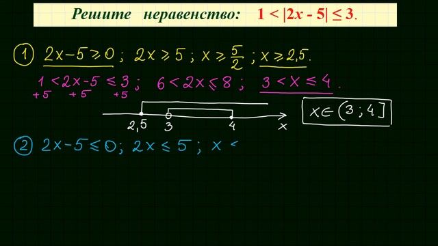 Двойное неравенство с модулем