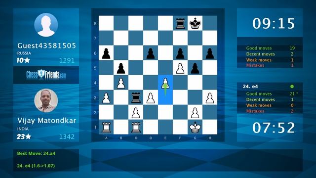 Chess Game Analysis: Vijay Matondkar - Guest43581505 : 1-0 (By ChessFriends.com)
