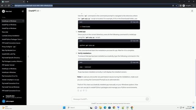 how to manually install pip on windows