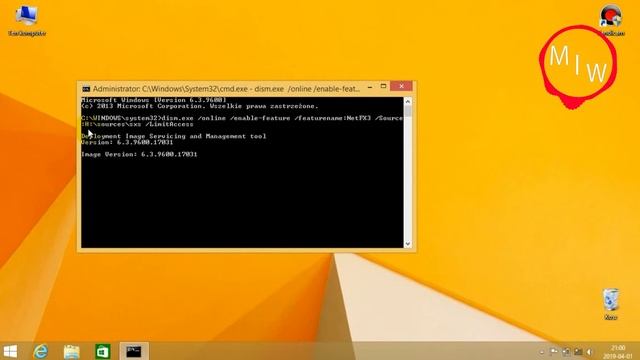 Instalacja  NET 3 5 w Windows 8 1  - CMD z płytki Windows 8 1