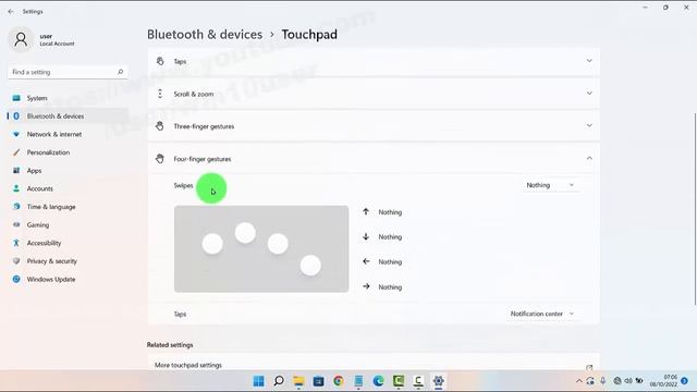 Windows 11 Home : How to set Swipes Touchpad with Four fingers as Switch apps and show desktop