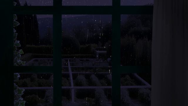 Window with garden view on a rainy day, rain sound, rain on glass, aid for sleep and insomnia |ASMR