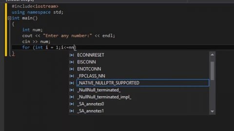 How to print table of any number in c++ visual studio 2013