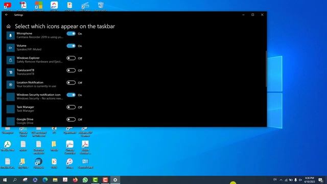 show defender icon on taskbar