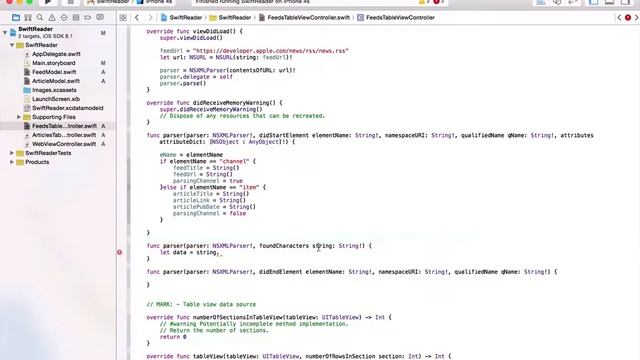 iPhone App Development With Swift  -  Implementing NSXMLParserDelegate