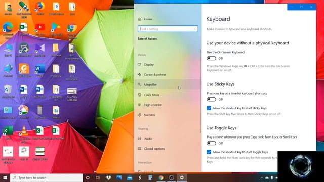 how to turn on or off the sticky keys on windows 10