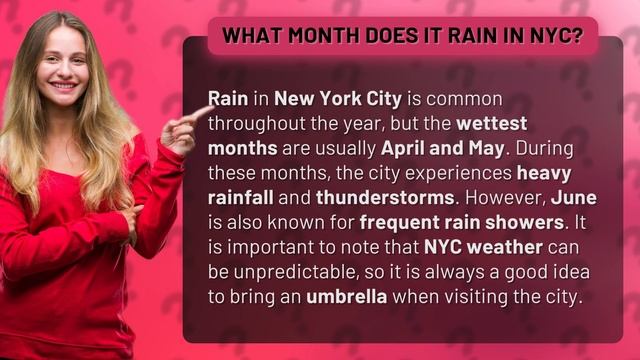 What month does it rain in NYC?