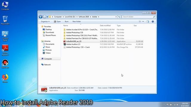 How to install PDF file 2019 with adobe reader and close update.