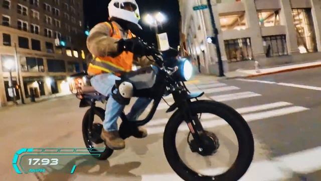 (#29) Huck Stinger Electric Motorcycle (2021) night commute to Gerard McMann (G Tom Mac)